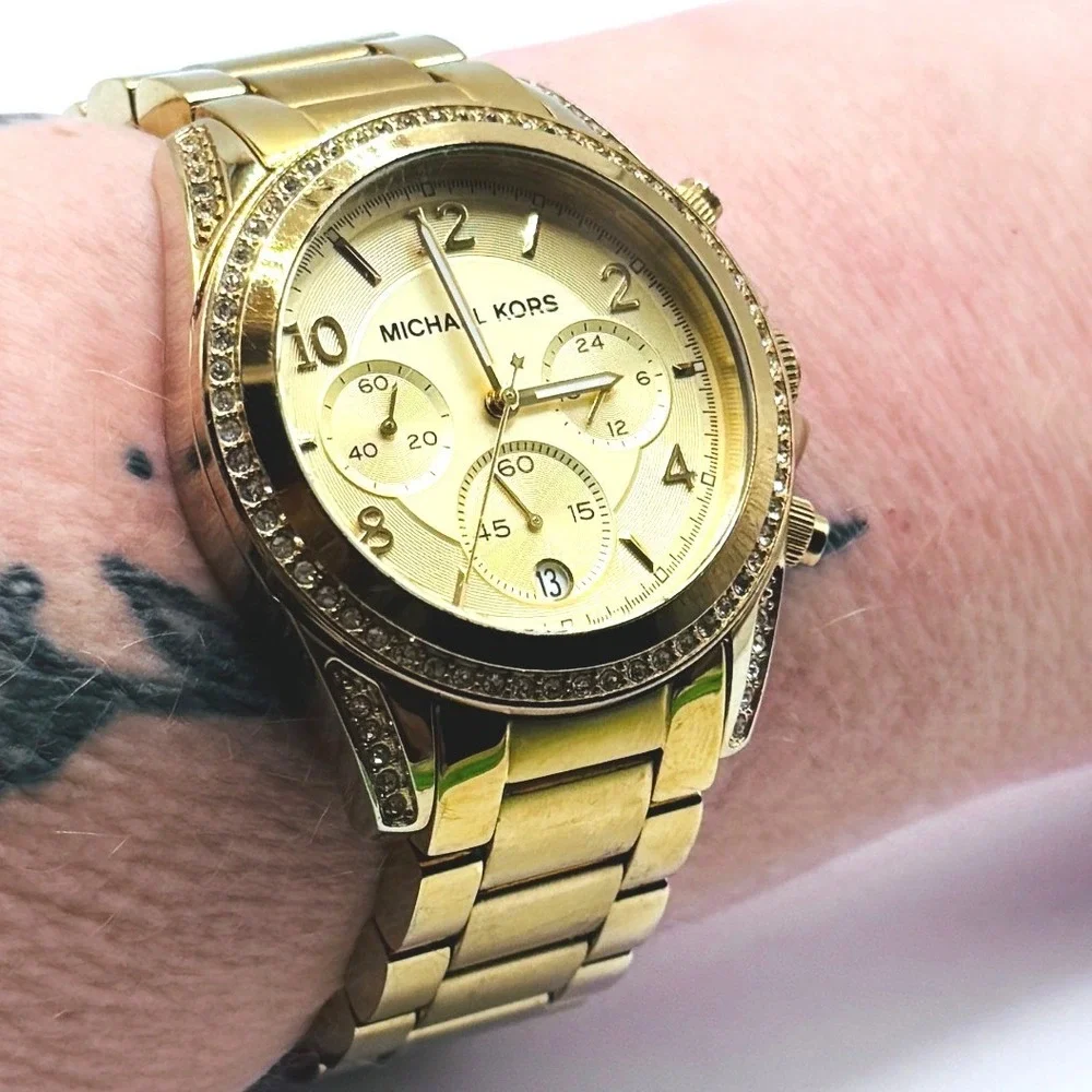Michael Kors MK5166 Golden Runway Chronograph Crystal Bezel Large Women's‎ Watch